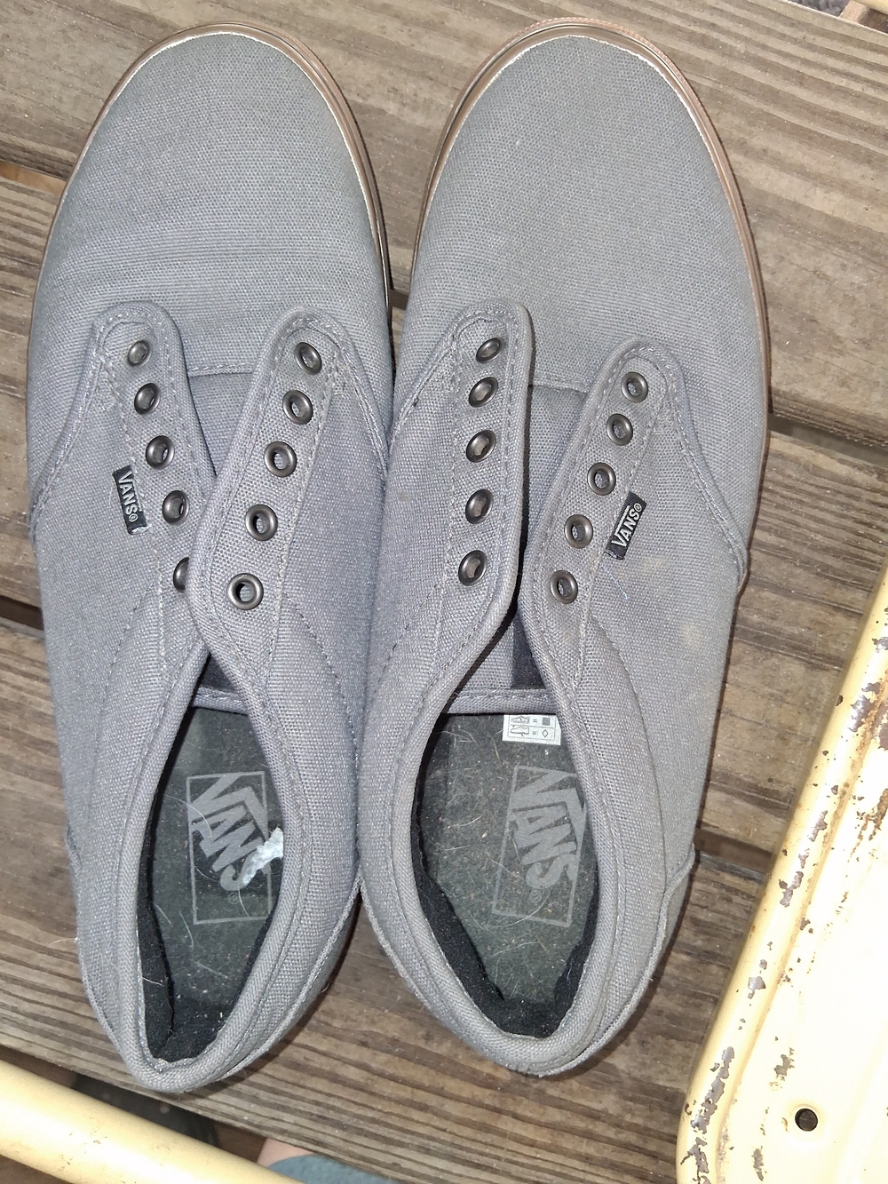 Vans Men's Slip-On Style Canvas Sneakers in Gray